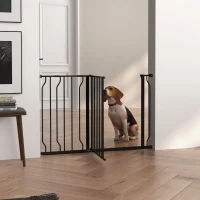 PawHut Wide Dog Safety Gate, with Door Pressure, for Doorways, Hallways, Staircases - Black(m-7)