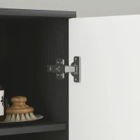 Kleankin Coloană de Baie Înaltă, Mobilier cu 2 Dulapuri, Sertar și Rafturi Reglabile din Lemn, 30x28x180 cm, Negru(m-8)