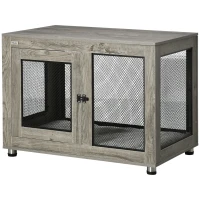 PawHut 2-in-1 Dog Cage & Side Table, with Two Doors, Cushion, for Large Dogs(m-11)
