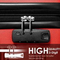 20" 4-Wheel ABS Hard Shell Travel Trolley Suitcase with Telescoping Handle, Luggage with Combination Lock, 35L × 23W × 57H cm, Red(m-5)