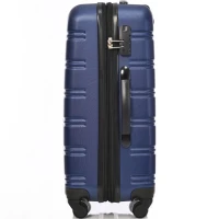 24" 4-Wheel ABS Hard Shell Travel Trolley Suitcase with Extendable Function, Luggage with Secure Lock, 45L × 28W × 69H cm, Deep Blue(m-11)