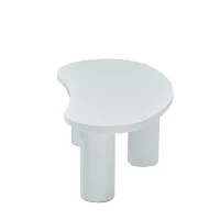 Couchtisch 107 cm Länge MDF modern künstlerischer PVC-Beine mit Filzunterlage für Wohnzimmer Weiß(m-11)