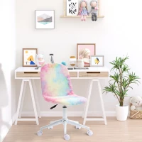 Vinsetto Fluffy Unicorn Office Chair with Mid-Back and Swivel Wheel, Cute Desk Chair, Rainbow Multi-Colored(m-2)