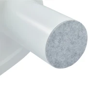 Couchtisch 107 cm Länge MDF modern künstlerischer PVC-Beine mit Filzunterlage für Wohnzimmer Weiß(m-9)