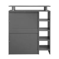 Garderoben Set mit Spiegel, 2 Wandpaneelen, Regalwand und Schuhschrank für kleine Räume, Weiß+Grau(m-11)