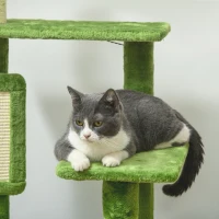 PawHut 142cm Cat Tree Tower, with Scratching Post, Hammock, Toy Ball, Platforms - Green(m-8)