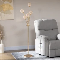 HOMCOM Crystal Floor Lamps for Living Room Bedroom with 5 Light, Modern Upright Standing Lamp, 34x25x156cm, Gold Tone(m-7)