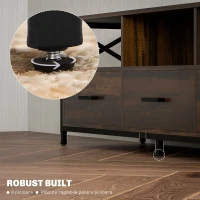 HOMCOM Dulap TV 65" în Stil Industrial cu 3 Sertare și 3 Rafturi Deschise, Dulap TV din Lemn, 147x40x50 cm, Negru(m-7)