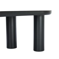 Table basse irrégulière en forme d'os, plateau en MDF et pieds en PVC, avec sous-couche en feutre, Noir(m-8)