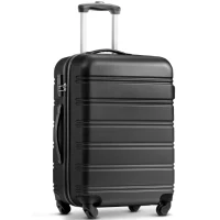 24" 4-Wheel ABS Hard Shell Travel Trolley Suitcase with Telescoping Handle, Luggage with Combination Lock, 45L × 28W × 69H cm, Black(m-1)