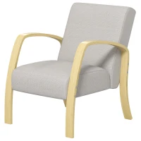 HOMCOM Fotoliu Modern Stil Scandinav, Fotoliu pentru Living și Sufragerie cu Brațe și Picioare din Lemn, 62x79x79 cm, Gri(m-10)