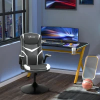 Vinsetto Gaming Chair Ergonomic Computer Chair with Adjustable Height Pedestal Base, Home Office Desk Chair PVC Leather Exclusive Swivel Chair Grey(m-2)