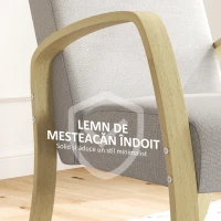 HOMCOM Fotoliu Modern Stil Scandinav, Fotoliu pentru Living și Sufragerie cu Brațe și Picioare din Lemn, 62x79x79 cm, Gri(m-6)