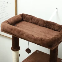 PawHut Arranhador para Gatos Grande Altura 132 cm com Plataformas Postes com Escova Bolas Suspensas e Almofadas para Arranhar Marrom(m-8)