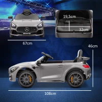 AIYAPLAY Carro Elétrico para Crianças Carro Mercedes-Benz AMG GTR com Bateria 12V Faróis  Buzina e Música 108x67x46 cm Prata(m-3)