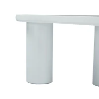 Tavolino Salotto Moderno a Mezzaluna Irregolare, con Piano in MDF, Gambe in PVC con Base in Feltro, 107x57x 40.5 cm, Bianco(m-8)