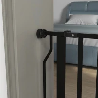 PawHut Extra Wide Dog Safety Gate, with Door Pressure, for Doorways, Hallways, Staircases - Black(m-8)