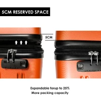 28" 4-Wheel ABS Hard Shell Travel Trolley Suitcase with Telescoping Handle, Luggage with Combination Lock, 52L × 32W × 78H cm, Orange(m-7)