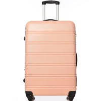 28" 4-Wheel ABS Hard Shell Travel Trolley Suitcase with Adjustable Handle, Luggage with Secure Lock, 52L × 32W × 78H cm, Pink(m-1)