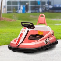 HOMCOM 6V Electric Kids Bumper Car, 6V Spin Waltz Car, with Music, Horn, Lights - Pink(m-10)