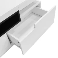 Mobile TV Moderno Lucido con LED a 16 Colori, 3 Cassetti, Apertura Silenziosa e Fluida, 160x39x42 cm, Bianco(m-8)