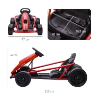 HOMCOM 24V Electric Go Kart for Kids, Drift Ride-On Racing Go Kart with 2 Speeds, for Boys Girls Aged 8-12 Years Old, Red(m-3)