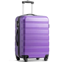24" 4-Wheel ABS Hard Shell Travel Trolley Suitcase with Telescoping Handle, Luggage with Combination Lock, 45L × 28W × 69H cm, Purple(m-1)