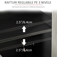 HOMCOM Bufet Modern cu 2 Dulapuri și Raft Reglabil, Mobilier Bucătărie cu 4 Uși și Picioare din Pin, 121x37x75 cm, Negru(m-5)