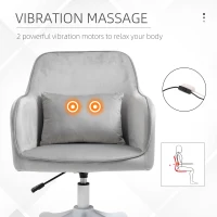 Vinsetto Velvet Office Chair, Desk Chair, Makeup Vanity Chair with Massage Lumbar Pillow and Rolling Wheels for Bedroom and Home, Grey(m-8)