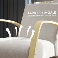 HOMCOM Fotoliu Modern Stil Scandinav, Fotoliu pentru Living și Sufragerie cu Brațe și Picioare din Lemn, 62x79x79 cm, Gri(m-5)