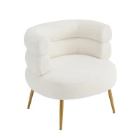 Poltrona lounge bianca con poggiapiedi, Bianco(m-9)