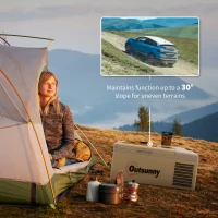 Outsunny 16L Portable Car Fridge, -20℃ to 10℃ Adjustable Temperature - Khaki/Grey(m-7)