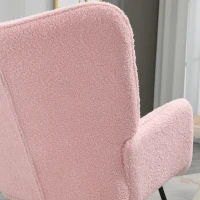 HOMCOM Poltrona Baloiço em Borrego com Oscilação de 40° Pés de Madeira de Faia e Estrutura de Aço 71x98x101 cm Rosa(m-8)