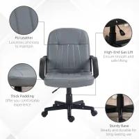 HOMCOM Swivel Executive Office Chair PU Leather Computer Desk Chair Office Furniture Gaming Seater - Grey(m-6)