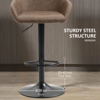 HOMCOM Adjustable Bar Stools Set of 2, Swivel Barstools with Footrest and Backrest, PU Leather and Steel Base, for Kitchen Counter and Dining Room, Dark Brown(m-7)