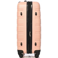24" 4-Wheel ABS Hard Shell Travel Trolley Suitcase with Extendable Function, Luggage with Secure Lock, 45L × 28W × 69H cm, Pink(m-10)