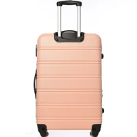 28" 4-Wheel ABS Hard Shell Travel Trolley Suitcase with Adjustable Handle, Luggage with Secure Lock, 52L × 32W × 78H cm, Pink(m-2)