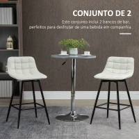HOMCOM Conjunto de 2 Bancos de Bar com Encosto e Apoio para os Pés Bancos Altos Acolchoados Estilo Nórdico  45x47x84 cm Creme(m-4)