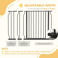 PawHut Wide Dog Safety Gate, with Door Pressure, for Doorways, Hallways, Staircases - Black(m-5)