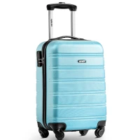 20" 4-Wheel ABS Hard Shell Travel Trolley Suitcase with Silent Universal Wheels, Luggage with Combination Lock, 35L × 23W × 57H cm, Skyblue(m-1)