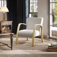 HOMCOM Fotoliu Modern Stil Scandinav, Fotoliu pentru Living și Sufragerie cu Brațe și Picioare din Lemn, 62x79x79 cm, Gri(m-2)