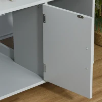 PawHut Wooden Cat Litter Box Enclosure & House with Nightstand/End Table Design, Scratcher, & Magnetic Doors, Grey(m-8)