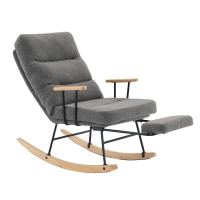 Fauteuil à bascule confortable avec réglage par gravité, repose-pieds manuel et fonction d'inclinaison stable,Gris