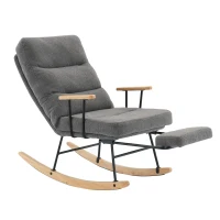 Fauteuil à bascule confortable avec réglage par gravité, repose-pieds manuel et fonction d'inclinaison stable,Gris(m-2)