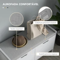 HOMCOM Banco Sapateira para Entrada com Assento Almofadado Amovível para 4 Pares de Sapatos 84x35x50 cm Branco(m-5)