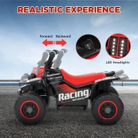 AIYAPLAY 6V Electric Quad Bike for Kids, Ride On ATV w/ Forward/Reverse, Headlights, for Ages 18-36 Months, Black(m-4)