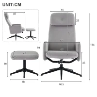 Fauteuil pivotant gris à 360° avec angle d'inclinaison réglable et repose-pieds, chaise de bureau, Gris(m-3)