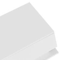 Table basse en finition brillante avec plateau en verre et éclairage LED, style moderne, Blanc(m-6)