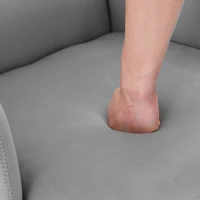 Relaxsessel mit Hocker, Büro Sessel mit verstellbarem Neigungswinkel und Fußhocker, Samt, Grau(m-7)