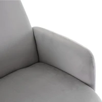 Relaxsessel mit Hocker, Büro Sessel mit verstellbarem Neigungswinkel und Fußhocker, Samt, Grau(m-8)